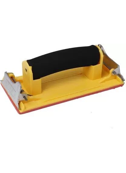 ATIMUNA - ATIMUNA Professional Handle Sander with Sponge Holder Manual Detail Sanders Tool with Soft Grip Handle for Precise Finishing Yellow - Image 1