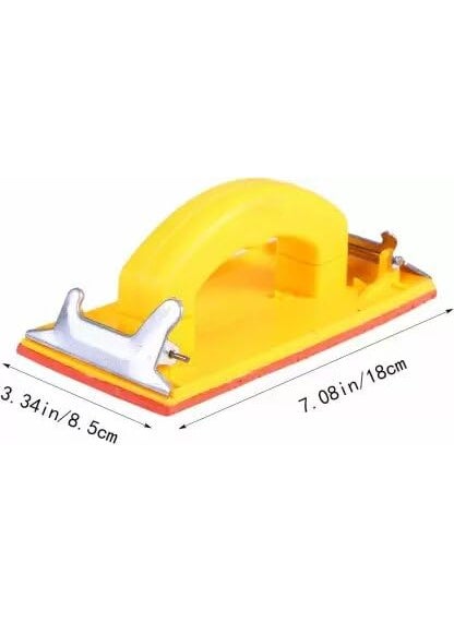 ATIMUNA - ATIMUNA Professional Handle Sander with Sponge Holder Manual Detail Sanders Tool with Soft Grip Handle for Precise Finishing Yellow - Image 1