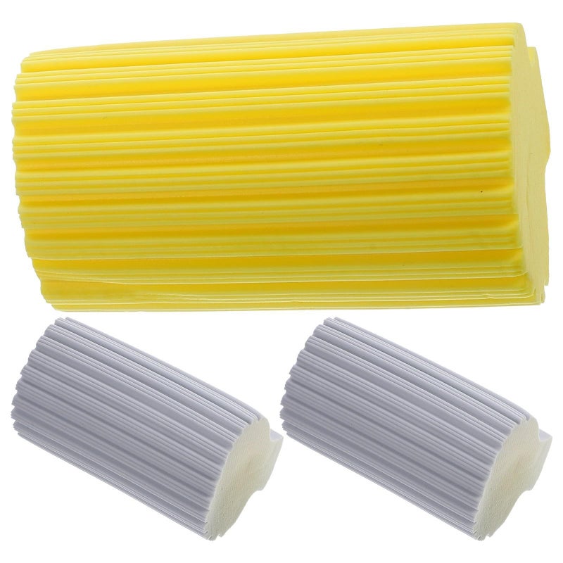 High Density Kitchen Dish Sponges 3pcs Set with Handle Gray Yellow Absorbent Reusable - Image 2