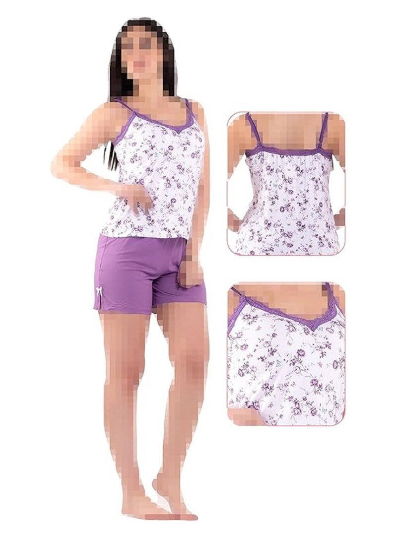 Generic - Shorts pajama set for women with an elegant floral print, women's summer pajamas specially designed to provide comfort and refreshment at home - Image 1