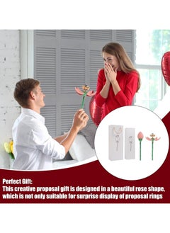 CMGTYYD Flower Ring Box for Suggestion, Flower Ring Storage Box with Stem, with Handle, Jewellery Storage Holder, Push Up Automatic Open Earrings, Stud Organisersfor,Proposal,Ceremony,Wedding  - Image 2