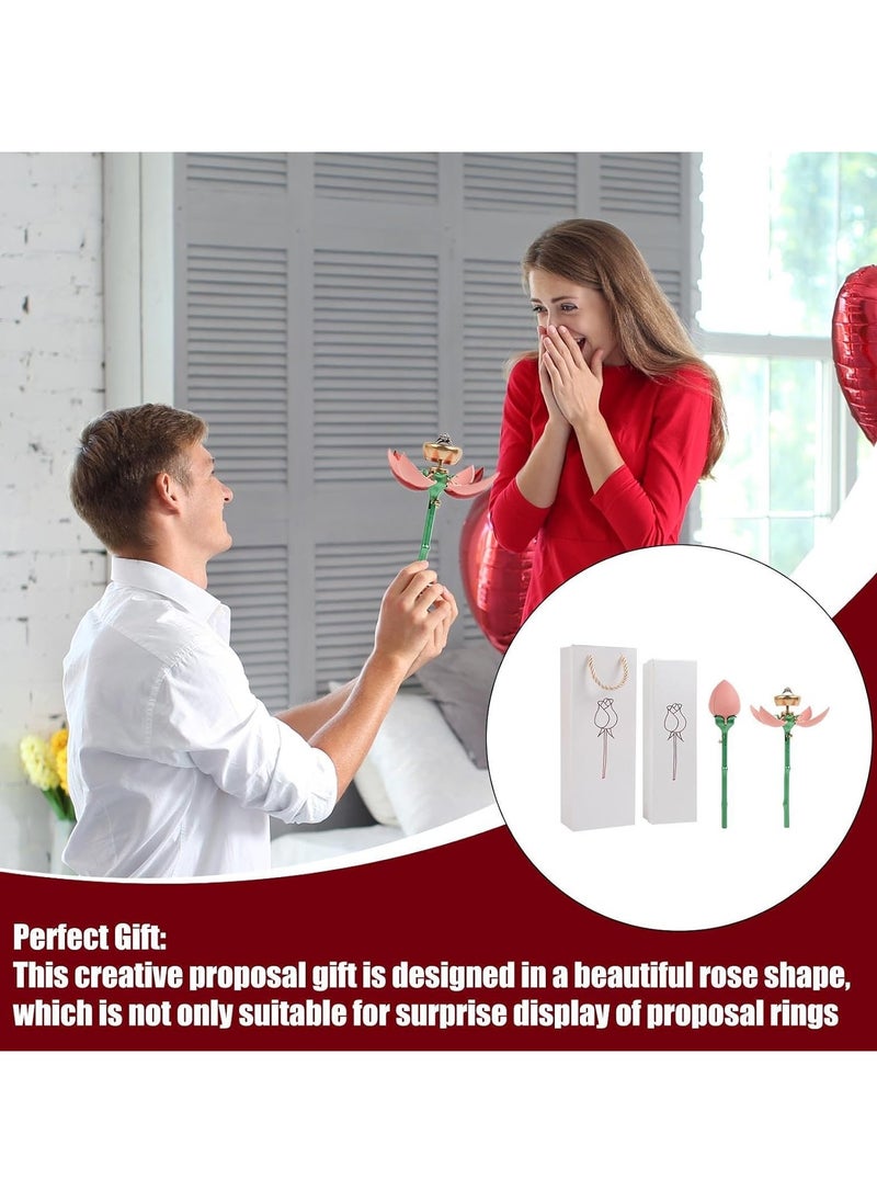 CMGTYYD - Flower Ring Box for Suggestion, Flower Ring Storage Box with Stem, with Handle, Jewellery Storage Holder, Push Up Automatic Open Earrings, Stud Organisersfor,Proposal,Ceremony,Wedding - Image 1
