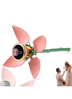 CMGTYYD Flower Ring Box for Suggestion, Flower Ring Storage Box with Stem, with Handle, Jewellery Storage Holder, Push Up Automatic Open Earrings, Stud Organisersfor,Proposal,Ceremony,Wedding  - Image 1