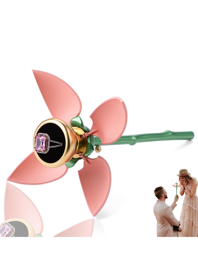 CMGTYYD - Flower Ring Box for Suggestion, Flower Ring Storage Box with Stem, with Handle, Jewellery Storage Holder, Push Up Automatic Open Earrings, Stud Organisersfor,Proposal,Ceremony,Wedding - Image 1
