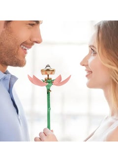 CMGTYYD Flower Ring Box for Suggestion, Flower Ring Storage Box with Stem, with Handle, Jewellery Storage Holder, Push Up Automatic Open Earrings, Stud Organisersfor,Proposal,Ceremony,Wedding  - Image 3
