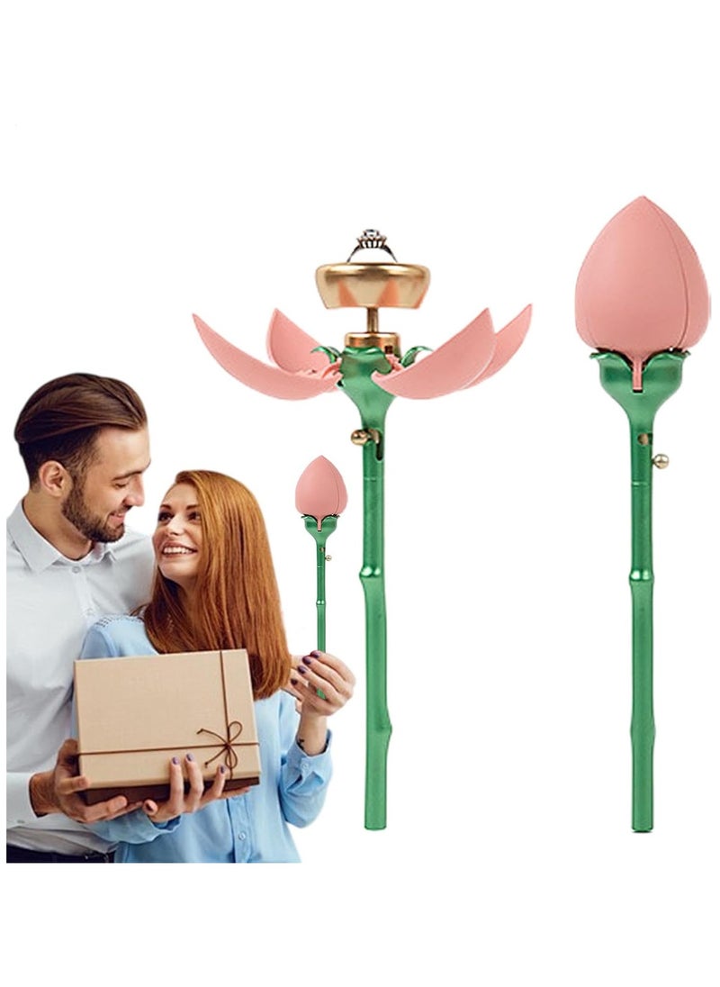 CMGTYYD - Flower Ring Box for Suggestion, Flower Ring Storage Box with Stem, with Handle, Jewellery Storage Holder, Push Up Automatic Open Earrings, Stud Organisersfor,Proposal,Ceremony,Wedding - Image 1