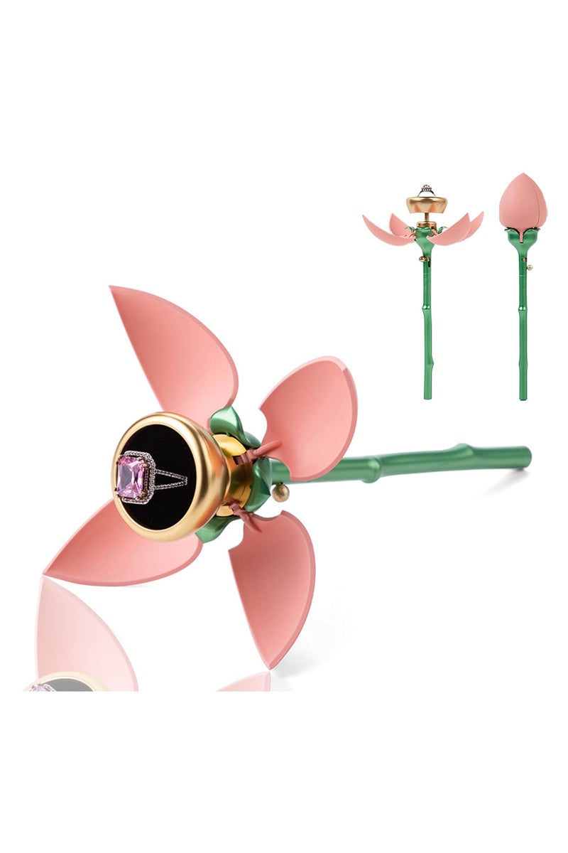 CMGTYYD Flower Ring Box for Suggestion, Flower Ring Storage Box with Stem, with Handle, Jewellery Storage Holder, Push Up Automatic Open Earrings, Stud Organisersfor,Proposal,Ceremony,Wedding - Image 1