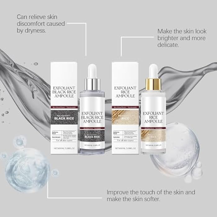 OUKPANE Black and White Rice Exfoliant, Rice Ampoule Duo Exfoliating Solution,Soft Exfoliating Face and Body Scrub Dead Skin Cells Remover for All Skin Types. (White, 1) - Image 4