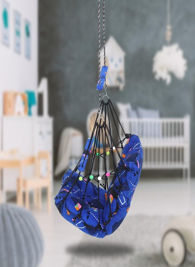 Sprointal® Swing for Kids, Baby Swing Chair Cotton Children Folding and Washable 1-5 Years Swing with Safety Belt,Home and Garden Jhula for Babies |Swing for Kids|Hanging Cradle (Blue Triangle) - Image 2