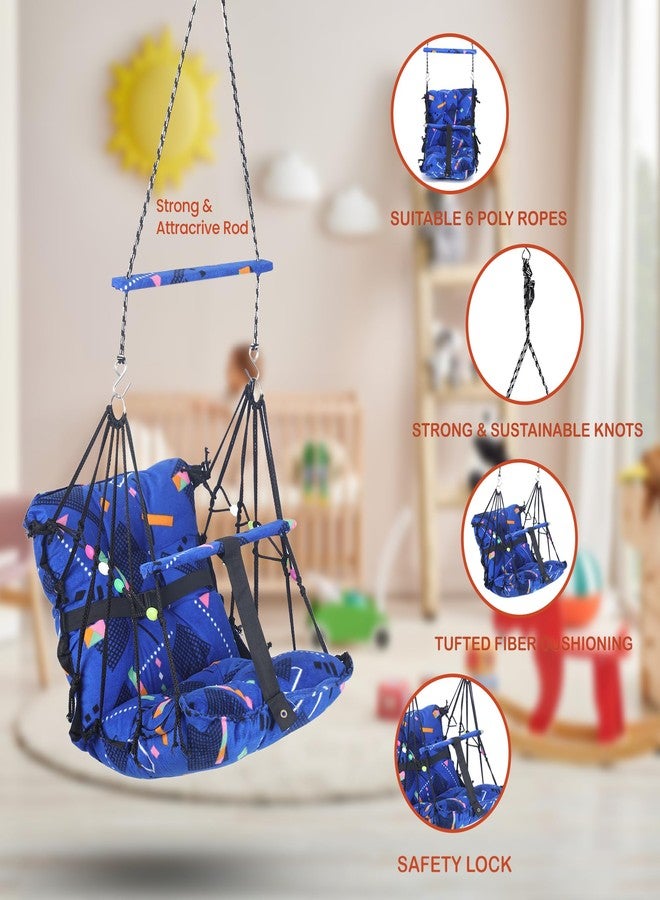 Sprointal® Swing for Kids, Baby Swing Chair Cotton Children Folding and Washable 1-5 Years Swing with Safety Belt,Home and Garden Jhula for Babies |Swing for Kids|Hanging Cradle (Blue Triangle) - Image 5
