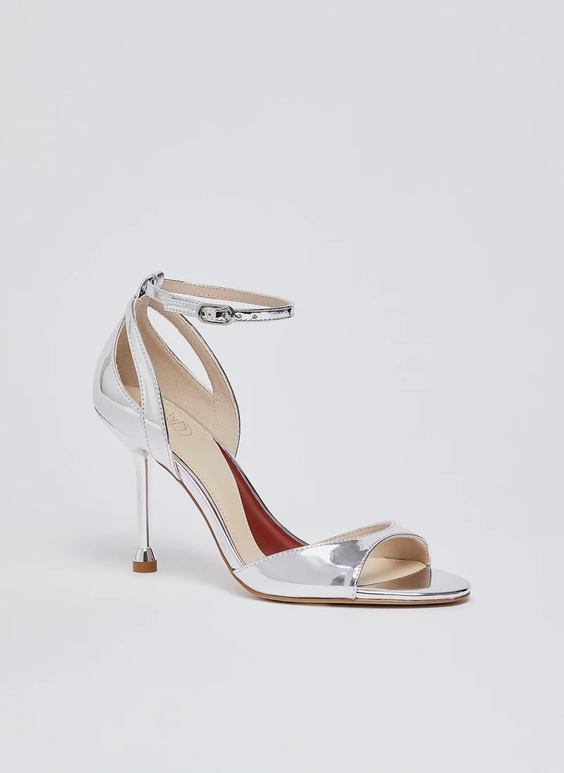 ليو جو Mirrored Laminated Heeled Sandals