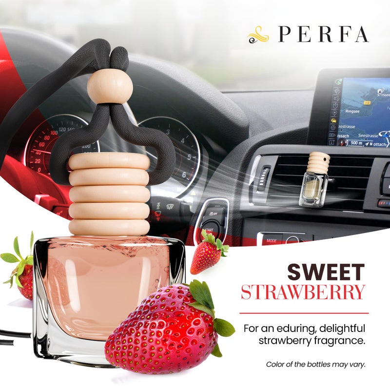 Perfa Car Air Fresheners For Women - Sweet Strawberry Fragrance | Pack Of 2 Long Lasting Car Air Freshener | Odor Eliminator With Essential Oils | Car Air Freshener Vent Clip By Perfa - Image 2