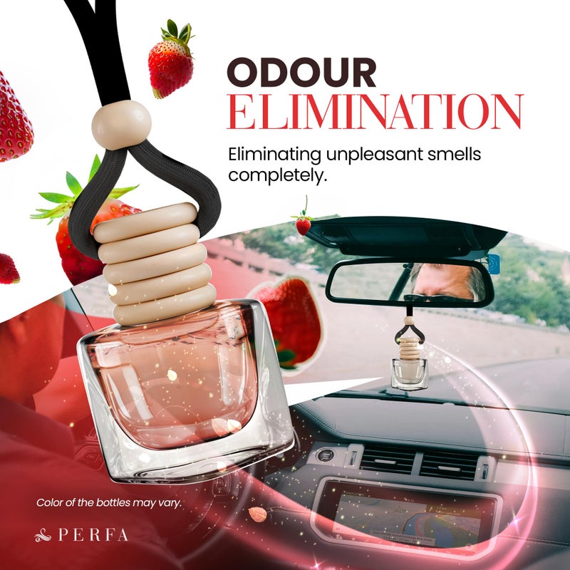 Perfa Car Air Fresheners For Women - Sweet Strawberry Fragrance | Pack Of 2 Long Lasting Car Air Freshener | Odor Eliminator With Essential Oils | Car Air Freshener Vent Clip By Perfa - Image 3