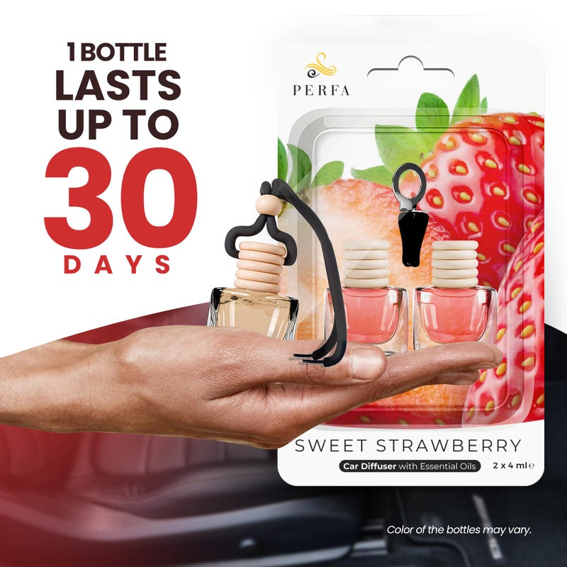 Perfa Car Air Fresheners For Women - Sweet Strawberry Fragrance | Pack Of 2 Long Lasting Car Air Freshener | Odor Eliminator With Essential Oils | Car Air Freshener Vent Clip By Perfa - Image 5