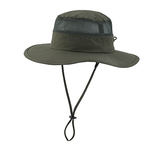Home Prefer UPF50+ Kids Toddler Boys Sun Hat Wide Brim Fishing Hat UV Protection Hat Light Weight Mesh Bucket Hat Army Green 4-8T - Image 1