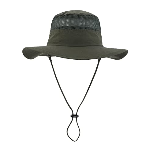 Home Prefer UPF50+ Kids Toddler Boys Sun Hat Wide Brim Fishing Hat UV Protection Hat Light Weight Mesh Bucket Hat Army Green 4-8T - Image 2