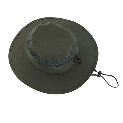 Home Prefer UPF50+ Kids Toddler Boys Sun Hat Wide Brim Fishing Hat UV Protection Hat Light Weight Mesh Bucket Hat Army Green 4-8T - Image 3