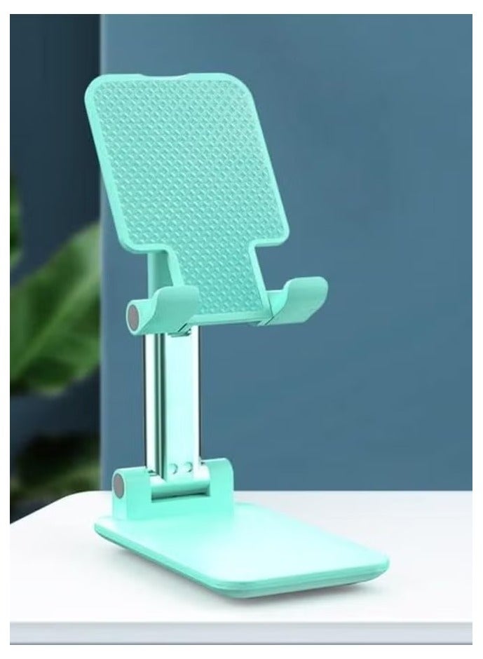 Foldable Adjustable Desktop Cell Phone Holder for Office, Anti-Slip for Most Size Phones and Tablets Green