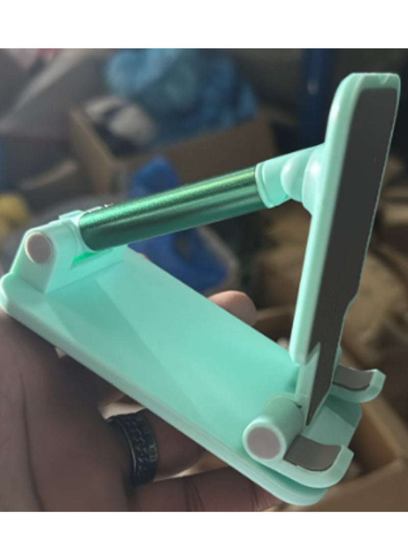 Foldable Adjustable Desktop Cell Phone Holder for Office, Anti-Slip for Most Size Phones and Tablets Green