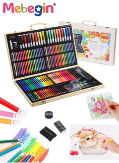 MEBEGIN 180 Pieces Art Set, Drawing Art Box with Oil Pastels, Crayons, Colored Pencils, Markers, Watercolor Cakes and Other Accessories, Deluxe Portable Painting Supplies Kit, Superior Quality and Safe Painting Tools, Ideal for Kids and Adults Drawing, Sketching and Colouring  - Image 1