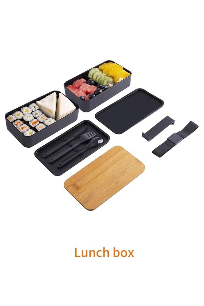 SUCITY Leakproof 2-Layer Large Bento Box with Compartments Cutlery Set and Food Picks Microwave Safe Lunch Container for Adults Everyday Use - Image 5
