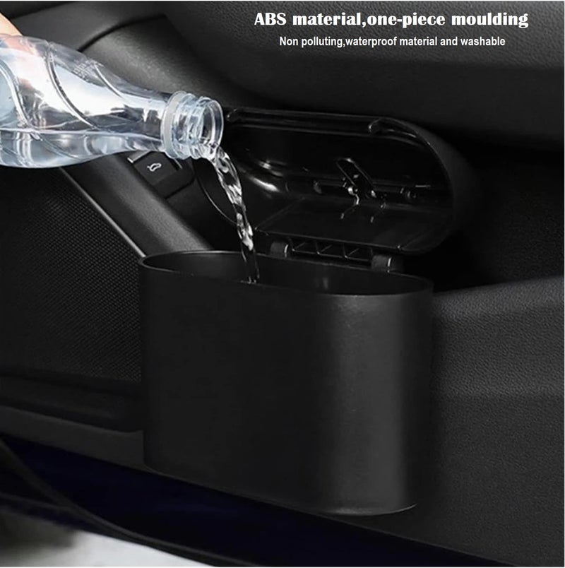 KRYLAR-Car Trash Bin with Lid Portable Hanging Mini Waste Basket Reusable & Waterproof Plastic Desktop Trash Bin for Car/Home/Office/Kitchen Garbage Collector Pressing Type Waste Container(black) - Image 4