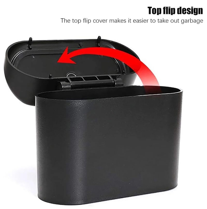 KRYLAR-Car Trash Bin with Lid Portable Hanging Mini Waste Basket Reusable & Waterproof Plastic Desktop Trash Bin for Car/Home/Office/Kitchen Garbage Collector Pressing Type Waste Container(black) - Image 5