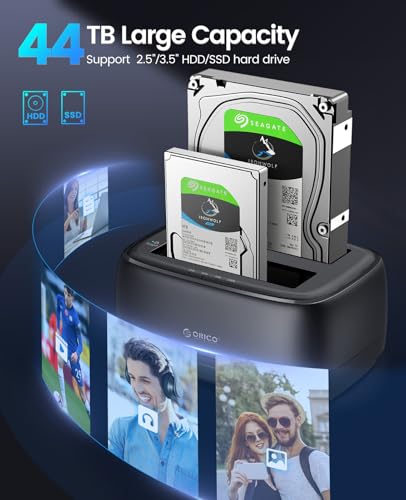 ORICO Hard Drive Docking Station Dual Bay USB 3.0 to SATA with Duplicator/Offline Clone Function External Hard Drive Dock for 2.5''/3.5'' HDD SSD Max Up to 44TB Support UASP Plug&Play-DD-C - Image 4