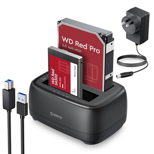 ORICO Hard Drive Docking Station Dual Bay USB 3.0 to SATA with Duplicator/Offline Clone Function External Hard Drive Dock for 2.5''/3.5'' HDD SSD Max Up to 44TB Support UASP Plug&Play-DD-C - Image 1