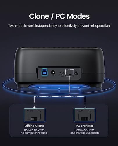 ORICO Hard Drive Docking Station Dual Bay USB 3.0 to SATA with Duplicator/Offline Clone Function External Hard Drive Dock for 2.5''/3.5'' HDD SSD Max Up to 44TB Support UASP Plug&Play-DD-C - Image 3