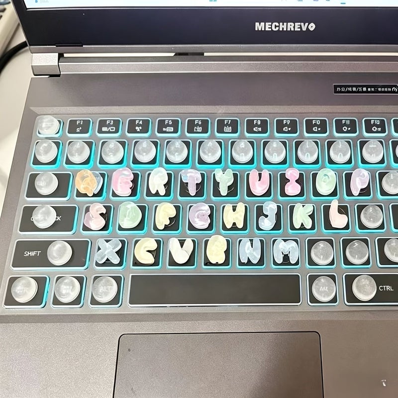 Cartoon Letter Keyboard Stickers 26 Letters 10 Numbers Cute 3D Transparent - Image 4