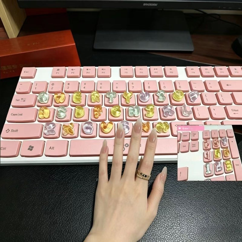 Cartoon Letter Keyboard Stickers 26 Letters 10 Numbers Cute 3D Transparent - Image 3