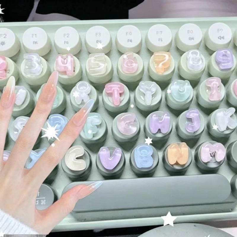 Cartoon Letter Keyboard Stickers 26 Letters 10 Numbers Cute 3D Transparent - Image 1