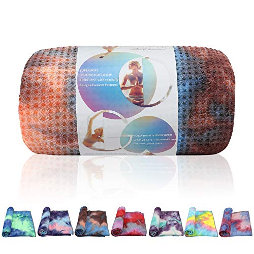 Pefi Yoga Towels , Non Slip Hot Yoga Towel Skidless Waffle Texture, 100% Absorbent Odorless Microfiber Yoga Blanket, Standard Sized 24 x72 in Mat Towel,for Hot Yoga, Bikram, Pilates ( Blue & Grey)…1 - Image 3