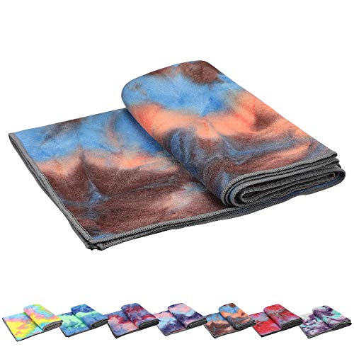 Pefi Yoga Towels , Non Slip Hot Yoga Towel Skidless Waffle Texture, 100% Absorbent Odorless Microfiber Yoga Blanket, Standard Sized 24 x72 in Mat Towel,for Hot Yoga, Bikram, Pilates ( Blue & Grey)…1 - Image 1