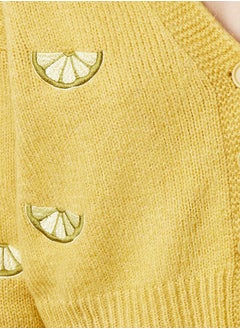 trendyol Yellow Soft Textured Embroidery Detailed V-Neck Knitwear Cardigan TWOAW24HI00237  - Image 3