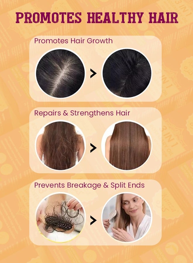 Kanza زيت إكليل الجبل 3 في 1 وزيت الخروع الأسود وزيت الباتانا مع ديرما رولر للعناية بالشعر وبلسم الشعر وزيت للشعر الخفيف وإصلاح الشعر التالف وتغذية الشعر الخفيف وفروة الرأس ونمو الشعر المتساقط ومناسب لجميع أنواع الشعر - Image 5