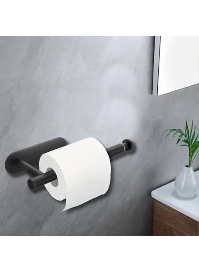Black Self Adhesive Toilet Paper Holder Wall Mount 1 Pcs SUS304 Stainless Steel Toilet Roll Holder Adjustable 9in ~15in Hanging Paper Towel Holder for Bathroom Kitchen Under Cabinet Fridge - Image 2
