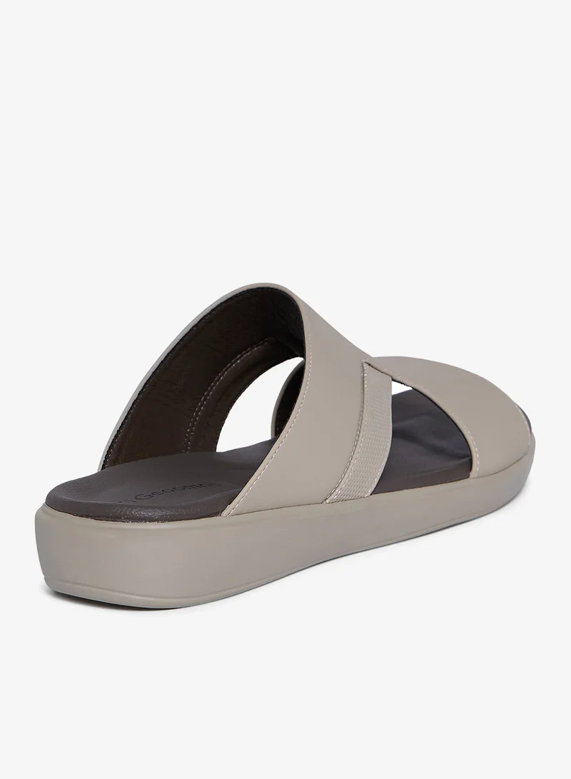 Geoomnii BEIGE Geoomnii Men’s Arabic Sandals – Comfortable Casual Leather Slide Sandals for Everyday Wear for Men | Best Price UAE