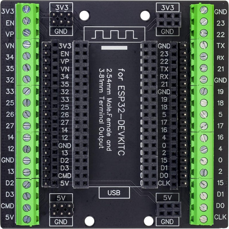 whiteeeen لوحة تفكيك بيضاء ESP32 سوبر مع توسيع GPIO بمقاس 3.81 مم - Image 1