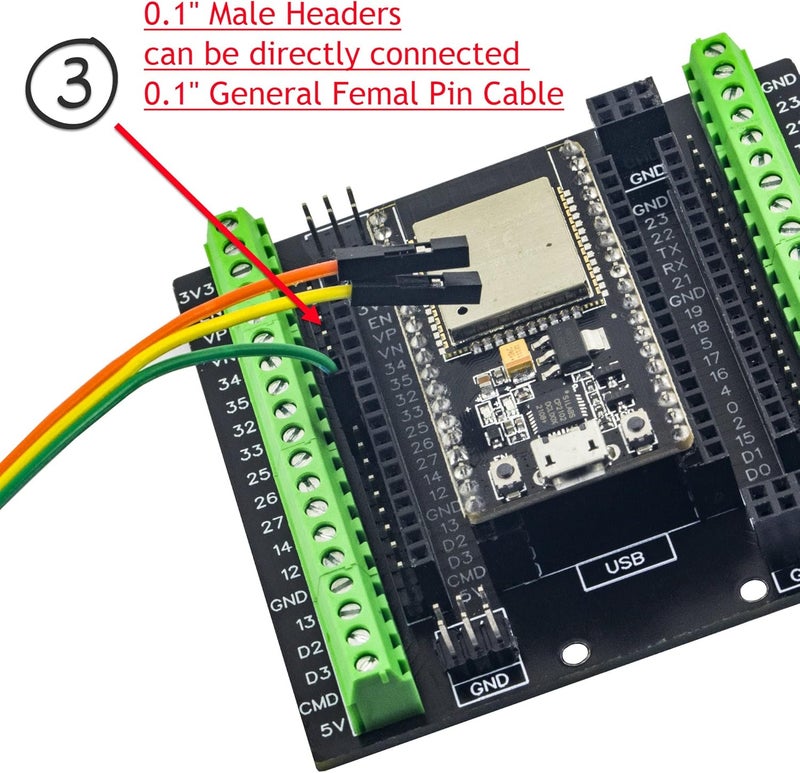 whiteeeen لوحة تفكيك بيضاء ESP32 سوبر مع توسيع GPIO بمقاس 3.81 مم - Image 4