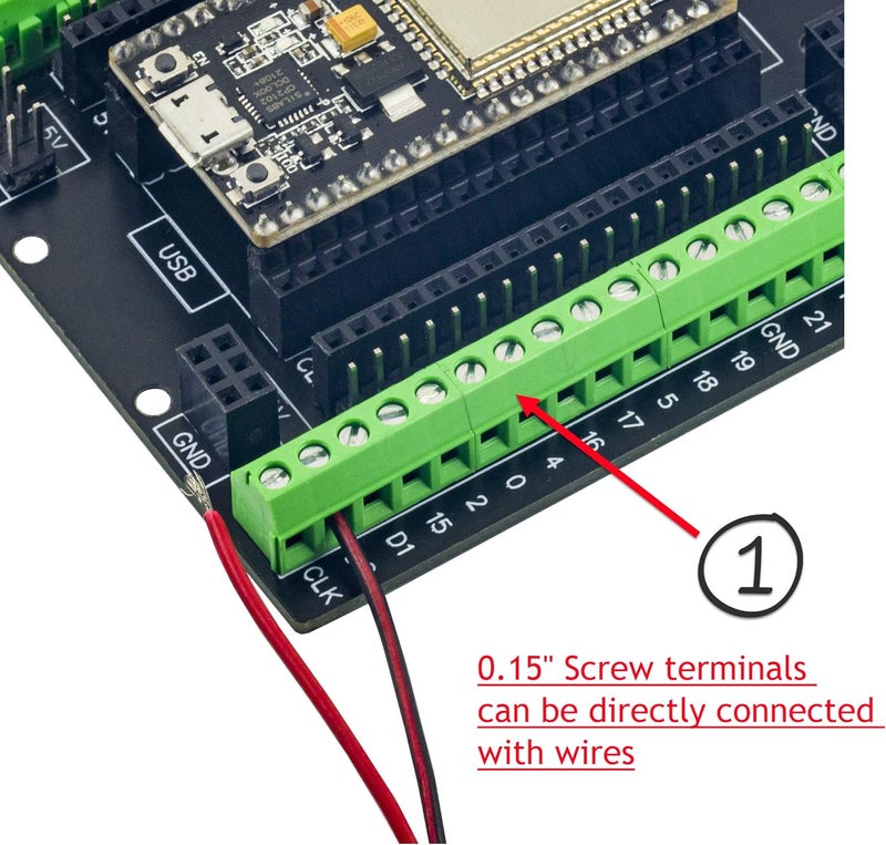 whiteeeen لوحة تفكيك بيضاء ESP32 سوبر مع توسيع GPIO بمقاس 3.81 مم - Image 2