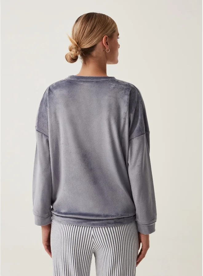 او في اس Ovs Pyjama Top With Lettering Embroidery And Heart