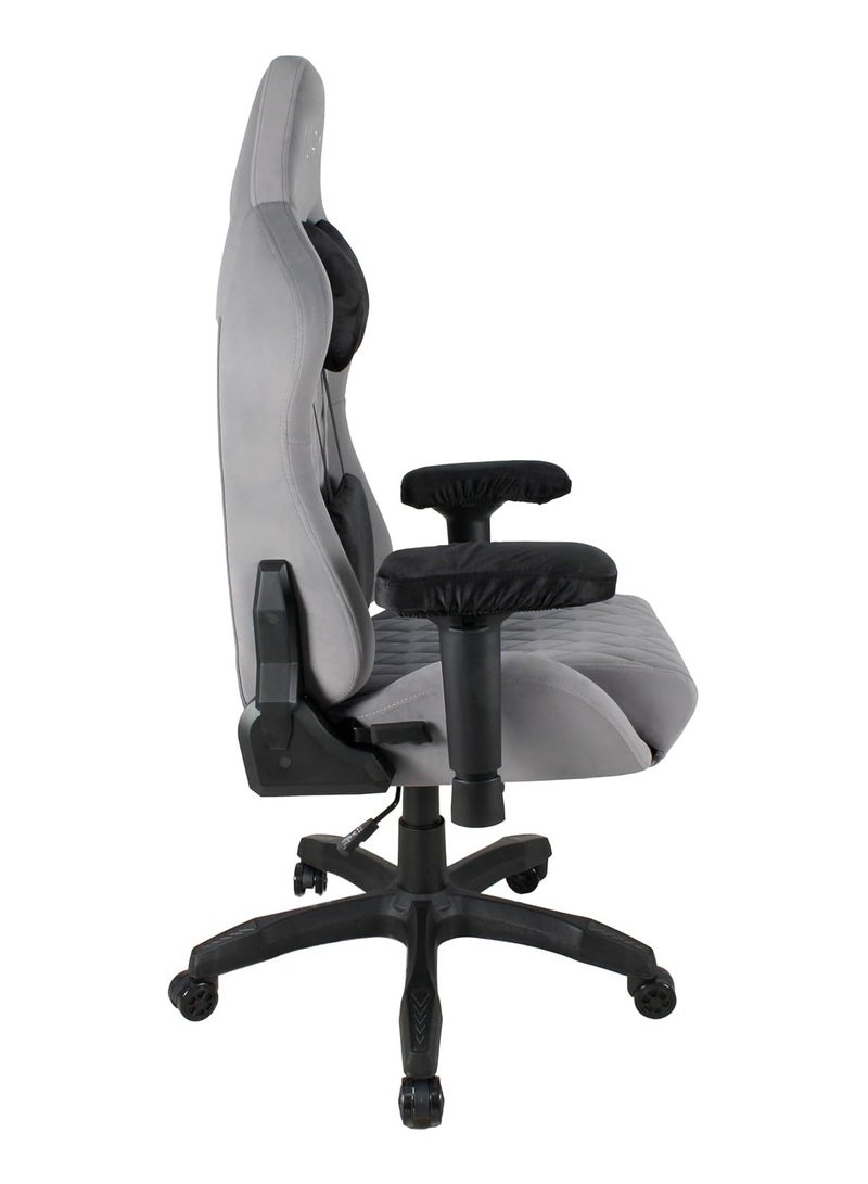 AURA AURA Aria Gaming Chair | Ergonomic Design, 4D Armrests & 4-Way Lumbar Support | Reclining Function | Full Moulded Foam Fabric Chair | Breathable, Comfortable for Long Gaming Sessions Grey - Image 3