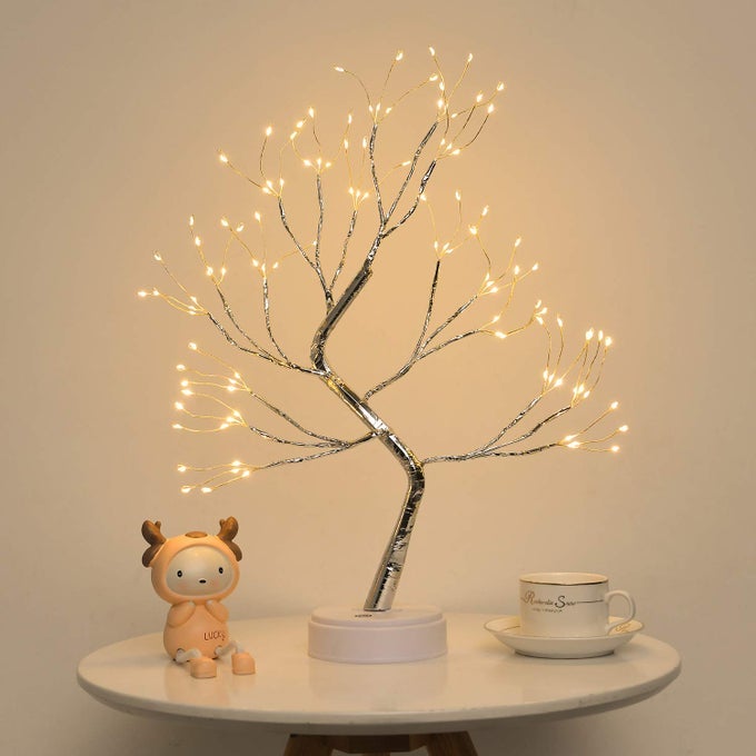 SILVER FIREFLY BONSAI TREE LIGHT20ARTIFICIAL FAIRY LIGHT SPIRIT LAMP WITH 108 LED LIGHTSUSBBATTERY TOUCH SWITCHDECO OF CHILDRENS ROOMBEDROOMLIVING ROOMPARTY WEDDINGCHRISTMASWHITE