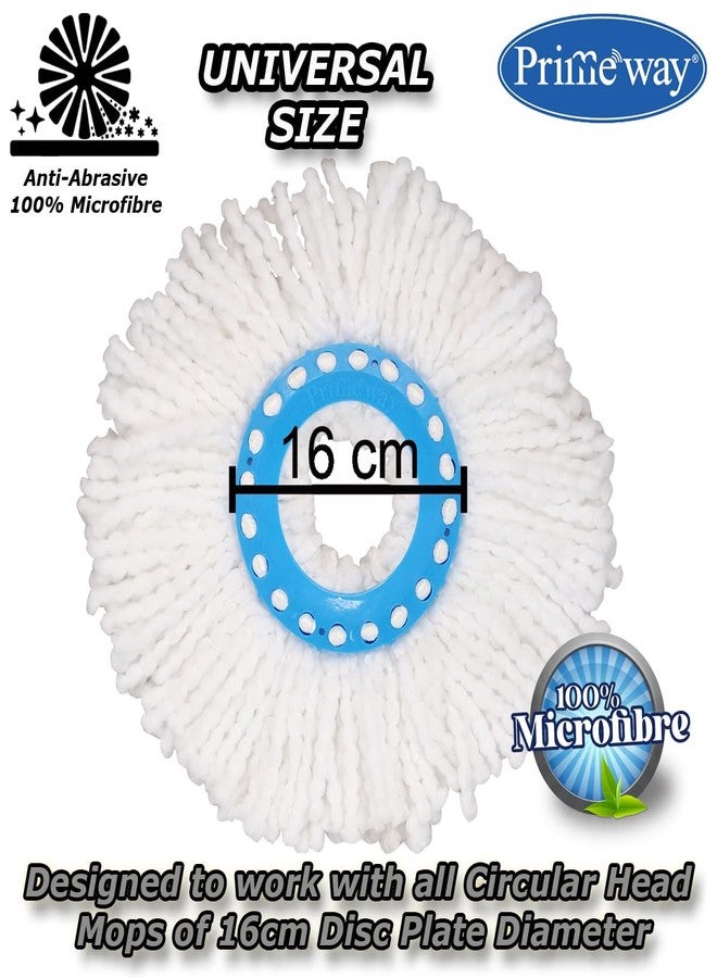 Primeway® Polyester Microfibre Mop Head Replacement Refills | 115g Each | 38cm Diameter | Pack of 4 | White - Image 4