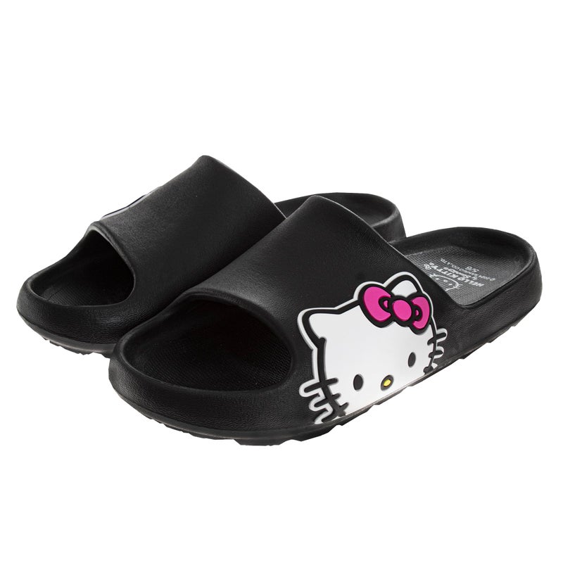 Josmo Sanrio Hello Kitty Slides Open Toe Sandals - Kids Girls Beach Water Pool Shoes - Black (sizes 13-1 Little Kid) - Image 1