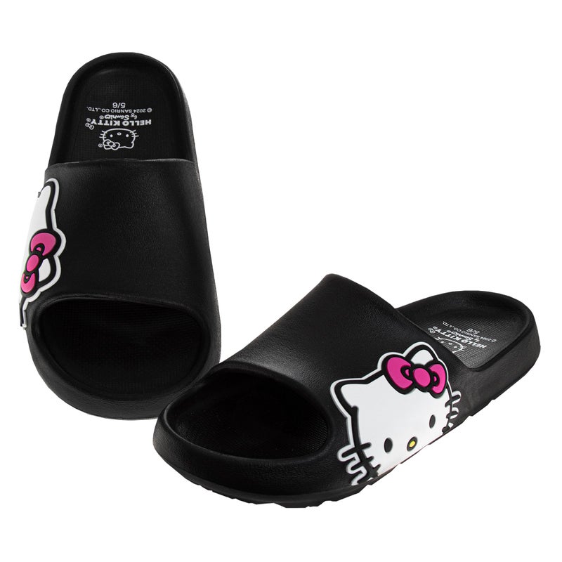 Josmo Sanrio Hello Kitty Slides Open Toe Sandals - Kids Girls Beach Water Pool Shoes - Black (sizes 13-1 Little Kid) - Image 3
