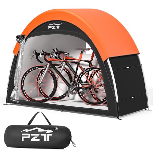 PZT Upgraded Bike Tent with Rain Cover, Portable Outdoor Storage Shed for 2-3 Bikes, 210D Oxford Fabric PU4000 Waterproof, Bike Shed/Bike Cover for Motorcycles, Garden Tools, Lawn Mower - Image 1