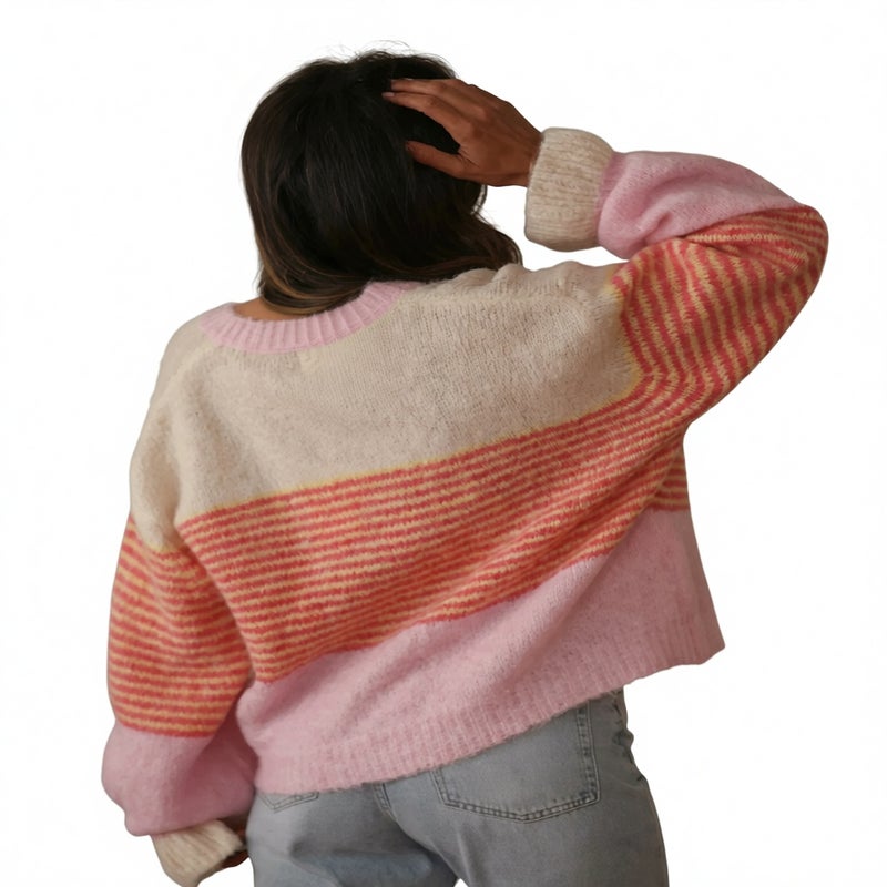 Knit Cardigan Casual Striped Single-Breasted Sweater - Image 4